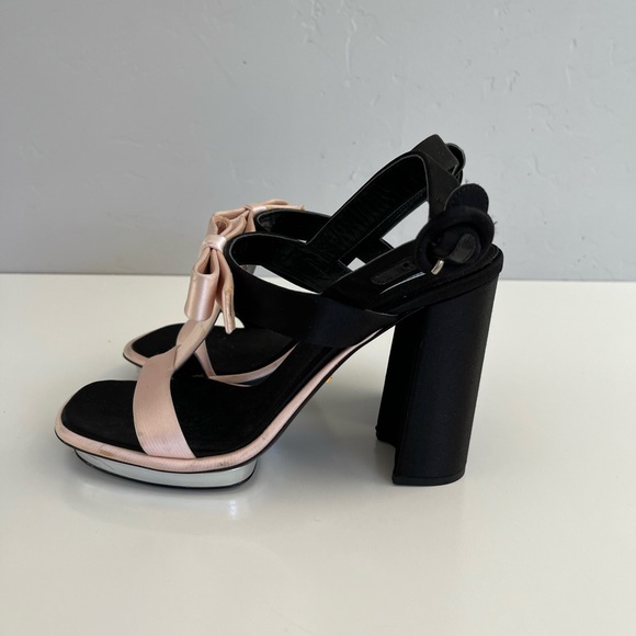 Auth PRADA Satin Bow Platform Heels - Picture 7 of 12